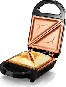 GOTHAM STEEL 2980 Maker, Toaster, and Electric Panini Grill with Ultra Nonstick Copper Surface - Makes 1 Sandwich in Minutes with Virtually No Clean-Up, with Easy Cut Edges and Indicator Lights