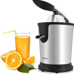 Stainless Steel Electric Juice Press-Citrus Juicer or Squeezer Masticating Machine w/ 160W Power, Handle & Cone for Orange, Lime, Pomegranate and Grapefruit, and Lemon Fruit