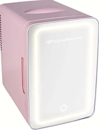 FRIGIDAIRE EFMIS170-PINK Mini Portable Compact Personal Fridge, 7L Capacity, 10 Cans, Makeup, Skincare, Freon-Free & Eco Friendly, Includes Home Plug & 12V Car Charger