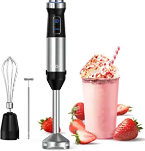 YOU Immersion Blender, Ultra-Stick Hand Blender Variable Speed Stick Blender 500 Watt Heavy Duty Copper Motor Brushed 304 Stainless Steel for Soups Sauces and Smoothie