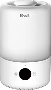 LEVOIT Ultrasonic Cool Mist Humidifiers, Adjustable 360° Rotation Nozzle, Auto Safety Shut Off, Lasts Up to 25 Hours, Filter-Free, Optional LED Display Light, Ideal for Bedroom, 3L, White