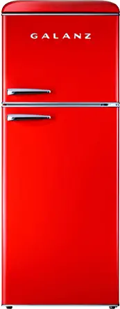 Galanz GLR10TRDEFR True Top Freezer Retro Refrigerator Frost Free, Dual Door Fridge