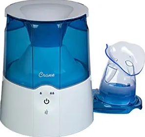 Crane 2 in 1 Personal Steam Inhaler & Warm Mist Humidifier, 0.5 Gallon, Filter-Free, Whisper Quite, Germ-Free Mist, for Home Bedroom and Office, FSA Eligible, Blue & White