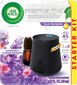 Air Wick Essential Mist, Essential Oil Diffuser, Diffuser + 1 Refill, Lavender and Almond Blossom, Air Freshener, 2 Piece Set 