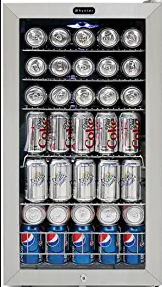 Whynter BR-128WS Beverage Refrigerator With Lock, 120 12oz Cans, Stainless Steel & White