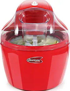 Americana EIM-1400R 1.5 Qt Freezer Bowl Automatic Easy Homemade Electric Ice Cream Maker, Ingredient Chute, On/Off Switch, No Salt Needed, Creamy Ice Cream, Gelato, Frozen Yogurt, Sorbet