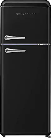 FRIGIDAIRE EFR756-BLACK EFR756, 2 Door Apartment Size Retro Refrigerator with Top Freezer, Chrome Handles
