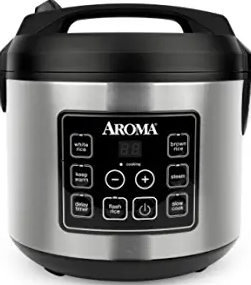 Aroma Housewares 20 Cup Cooked (10 cups uncooked) Digital Rice Cooker, Slow Cooker, Food Steamer, SS Exterior